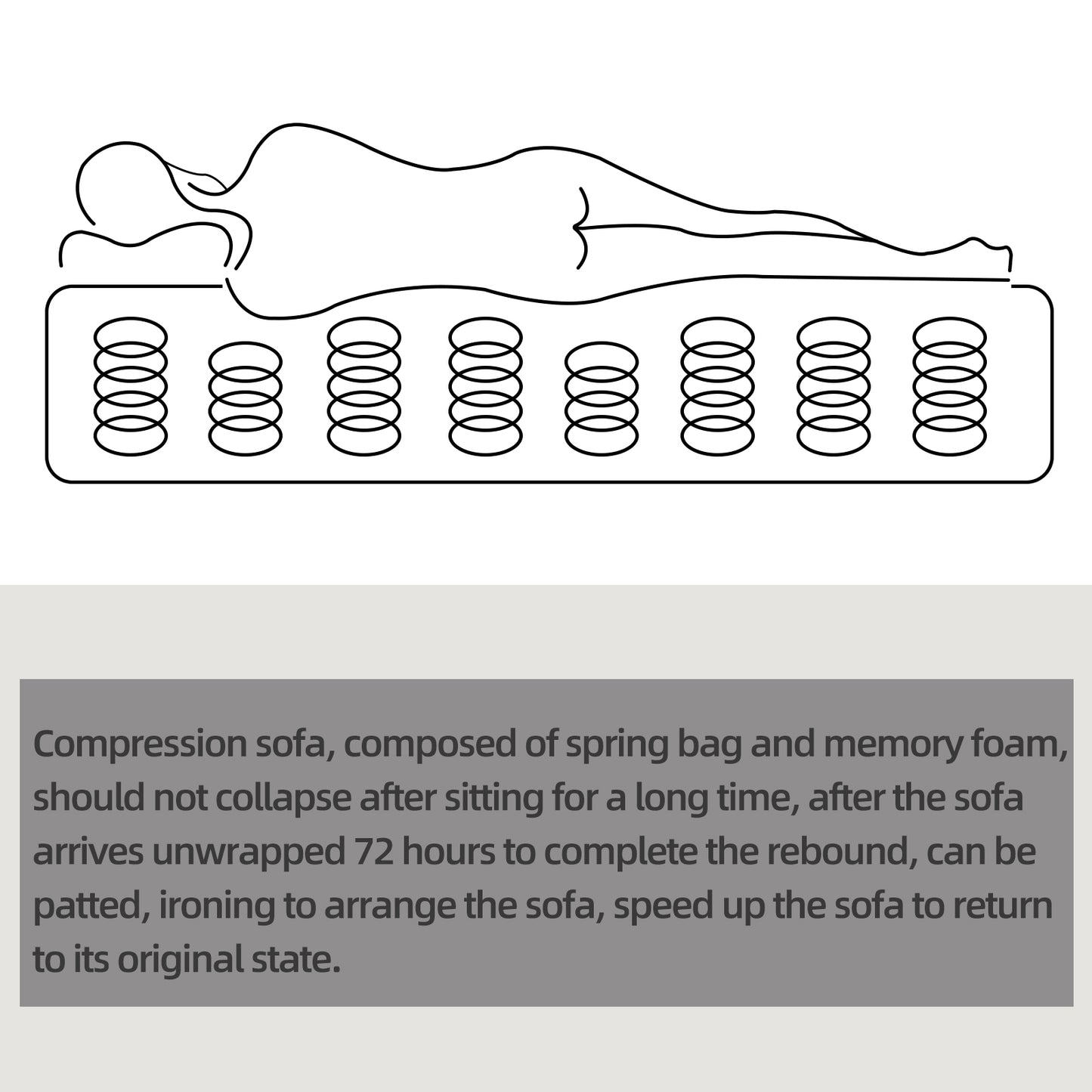Line art of person sleeping on a pocket spring mattress