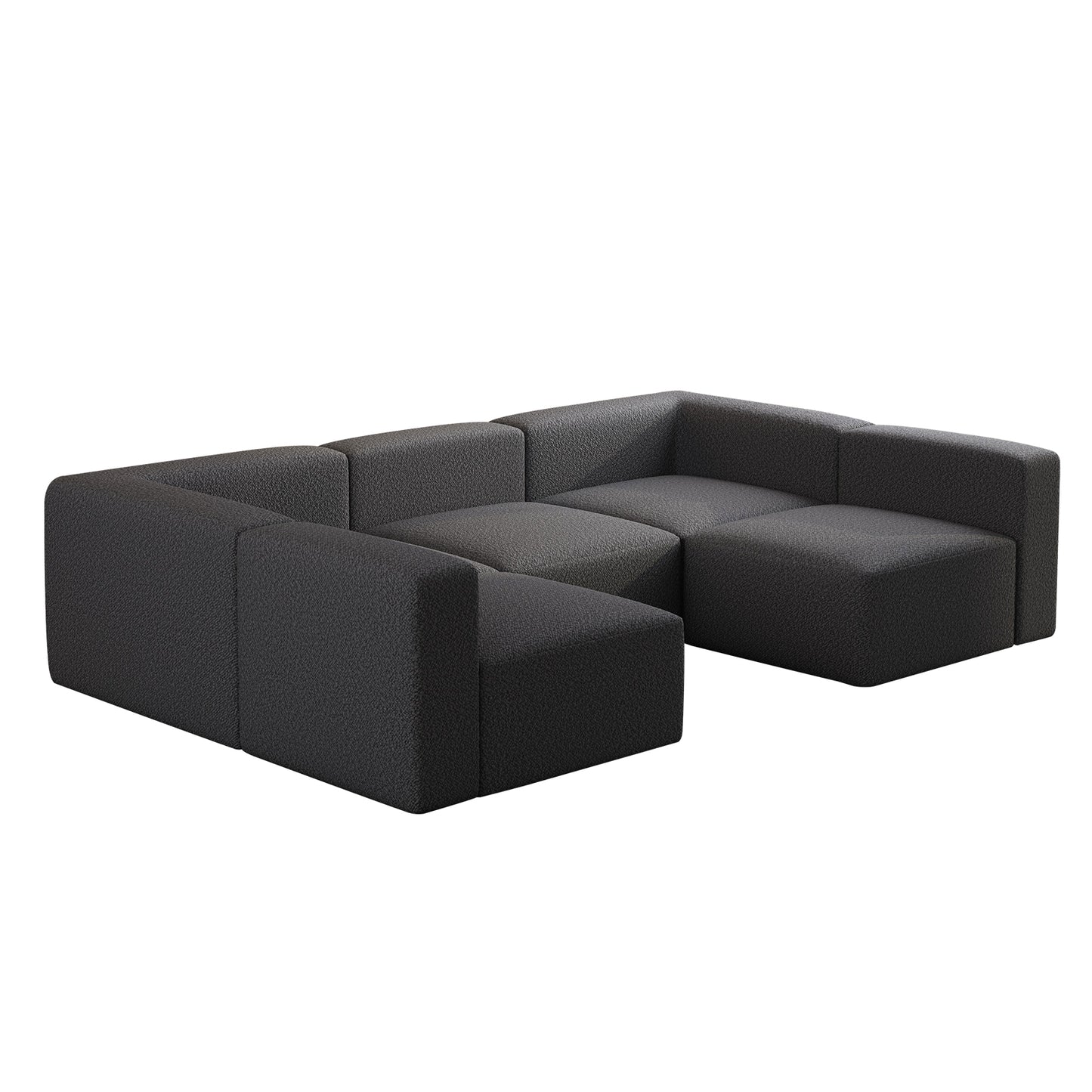 Dark charcoal textured sectional modular sofa with clean lines