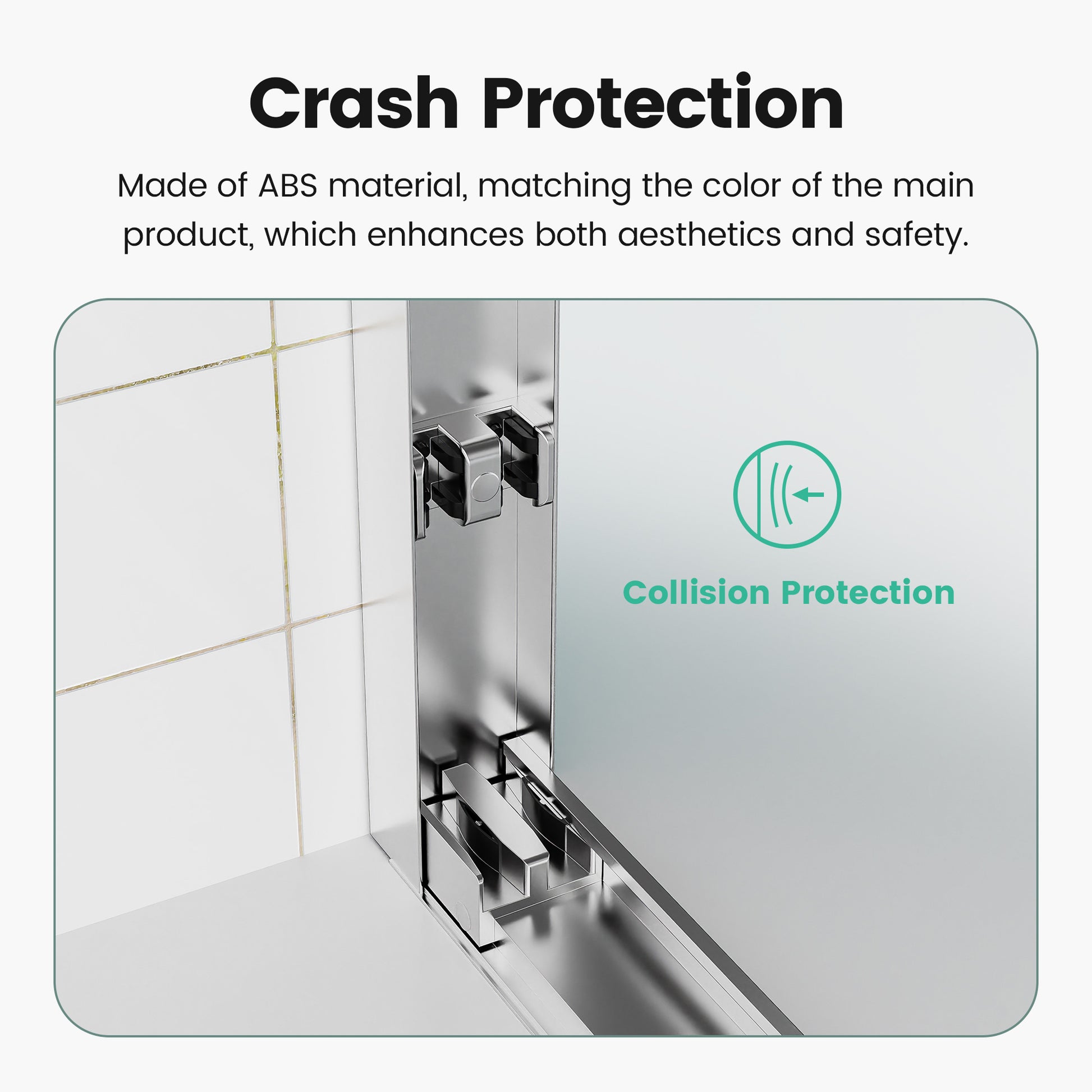 Chrome shower door hinges with ABS crash protection