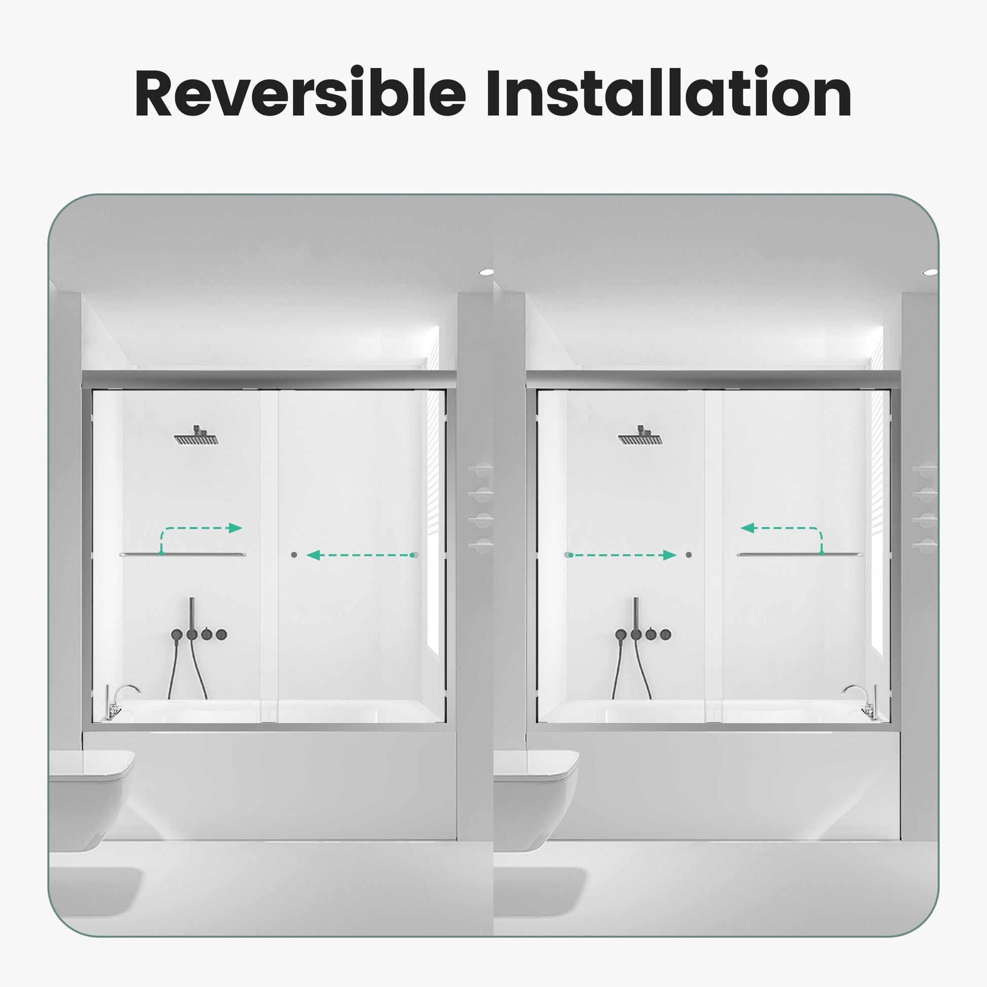 Modern bathroom with reversible shower door installation