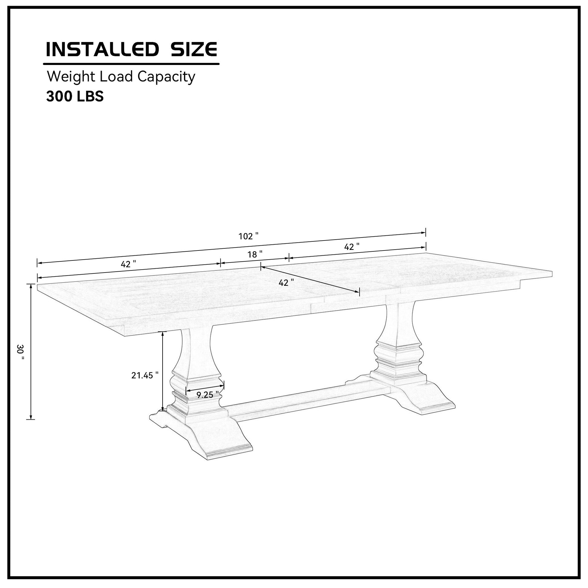 Rectangular dining table dimensions  L x  W x  H