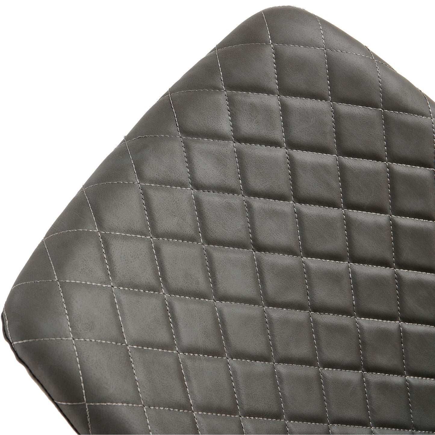 Grey faux leather chair seat with diamond stitching