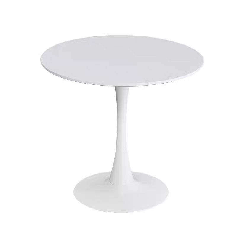 White round tulip side table with a pedestal base
