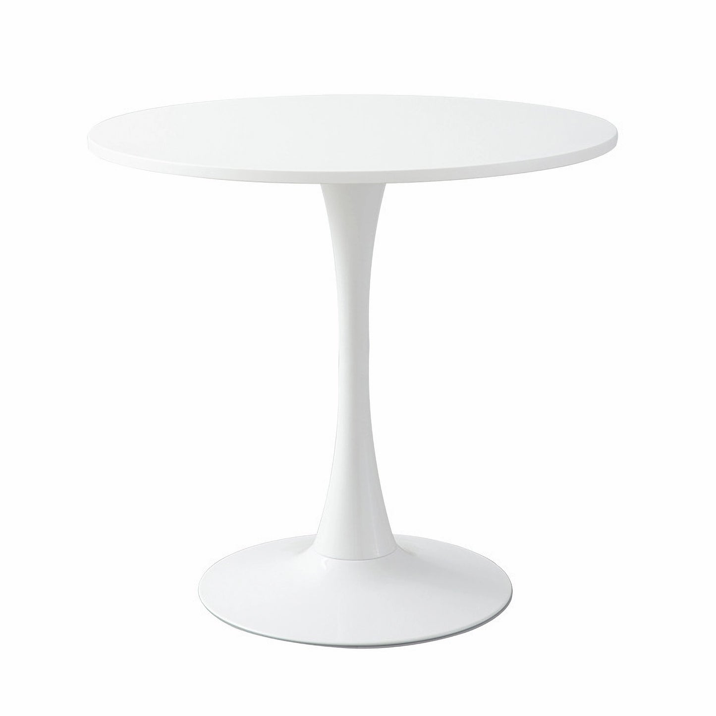White round tulip table with a single pedestal base