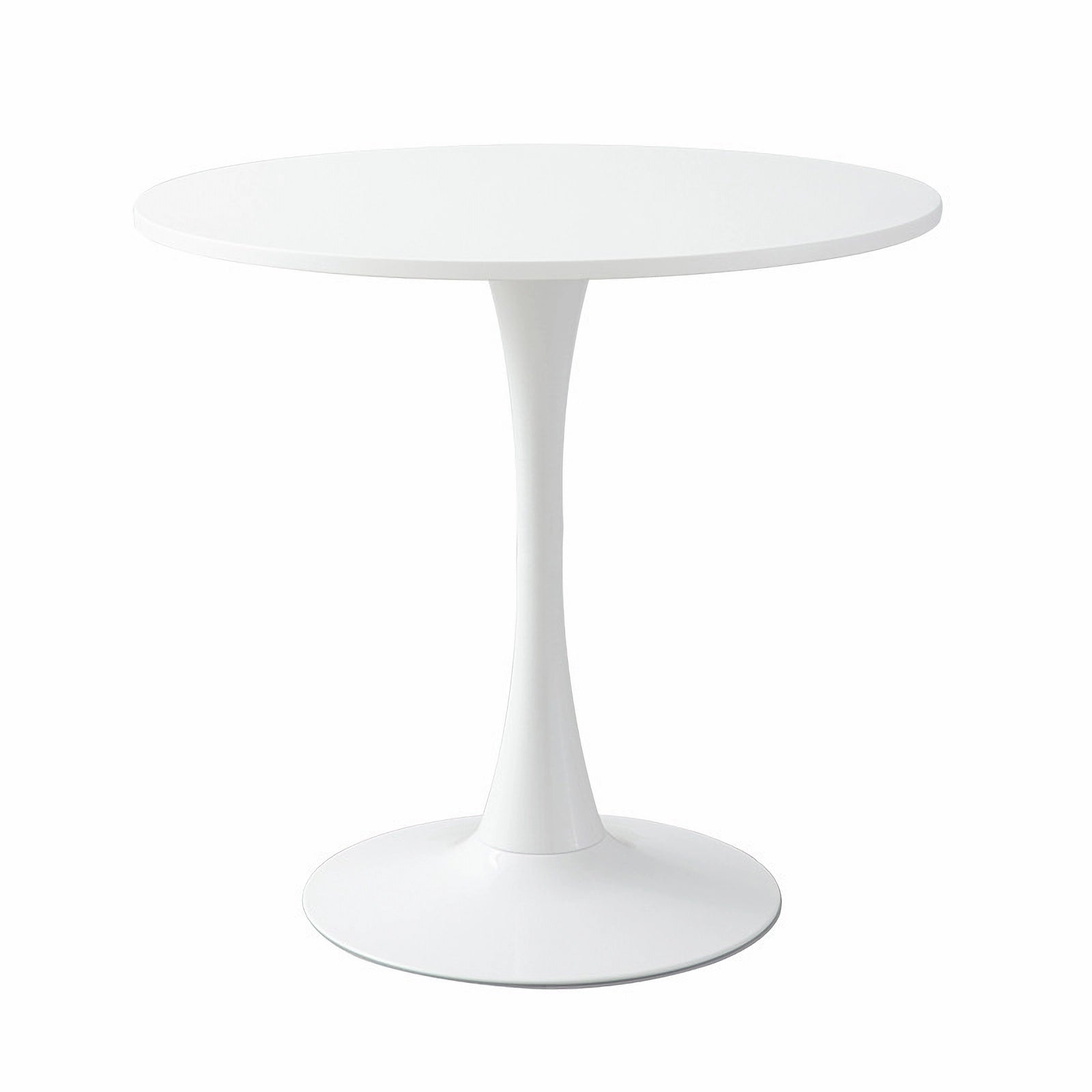 White round tulip table with a single pedestal base