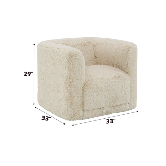 Cream fluffy accent chair