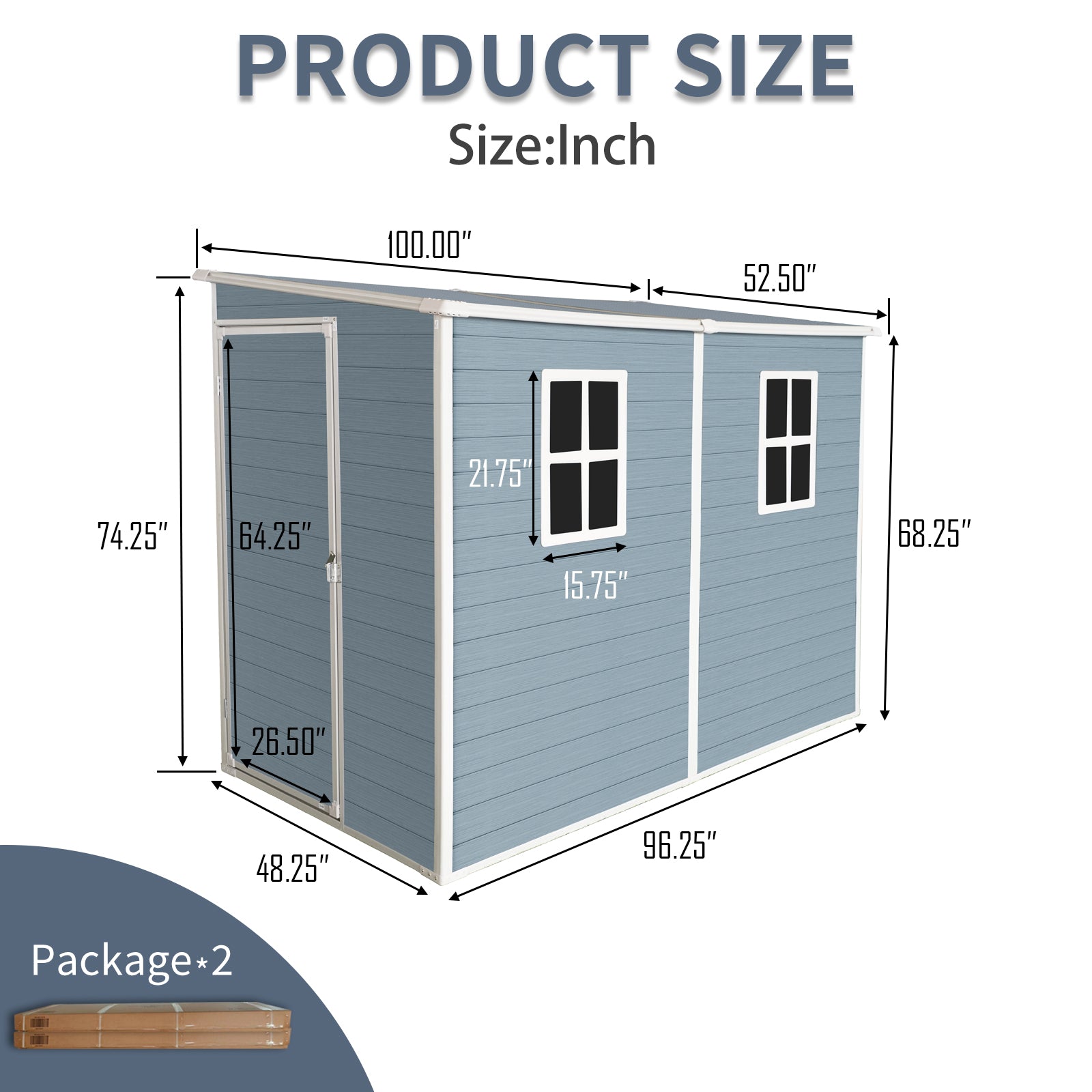 Blue storage shed dimensions