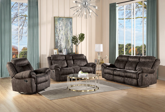 Brown reclining sofa set for living room comfort
