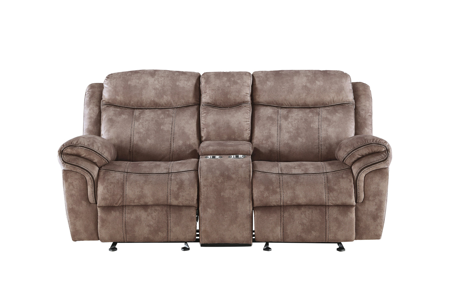 Brown reclining sofa with cupholders