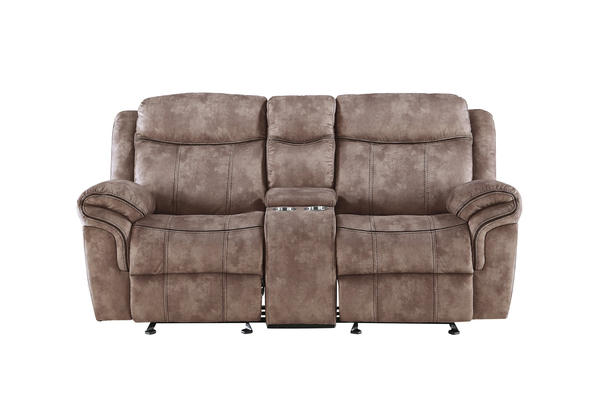 Brown reclining sofa with cupholders