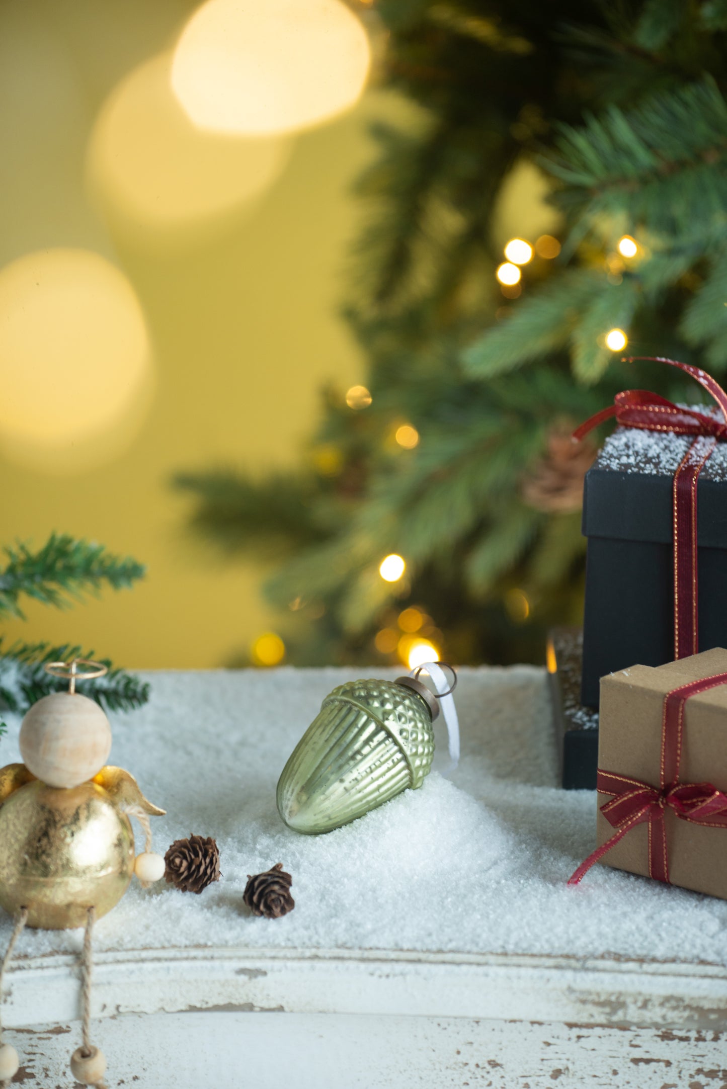 Glass acorn Christmas ornament