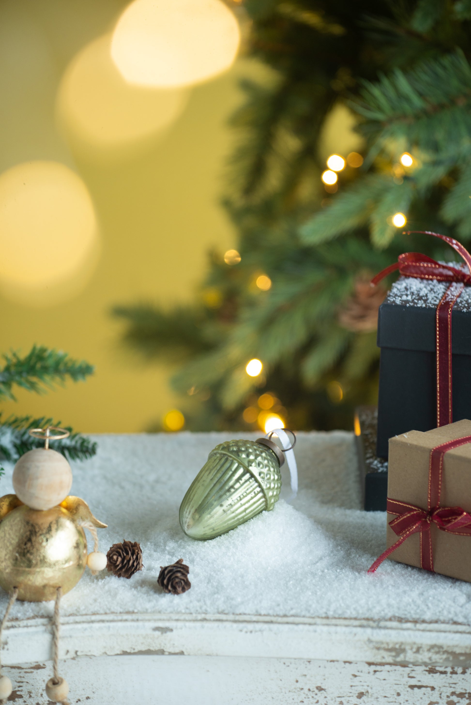 Glass acorn Christmas ornament