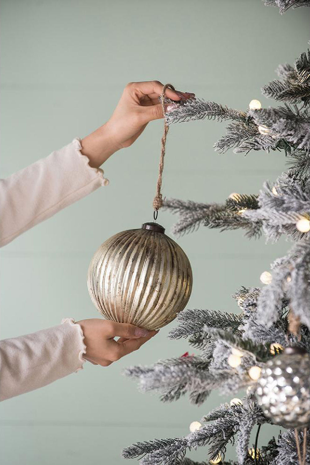 Vintage fluted glass Christmas ornament