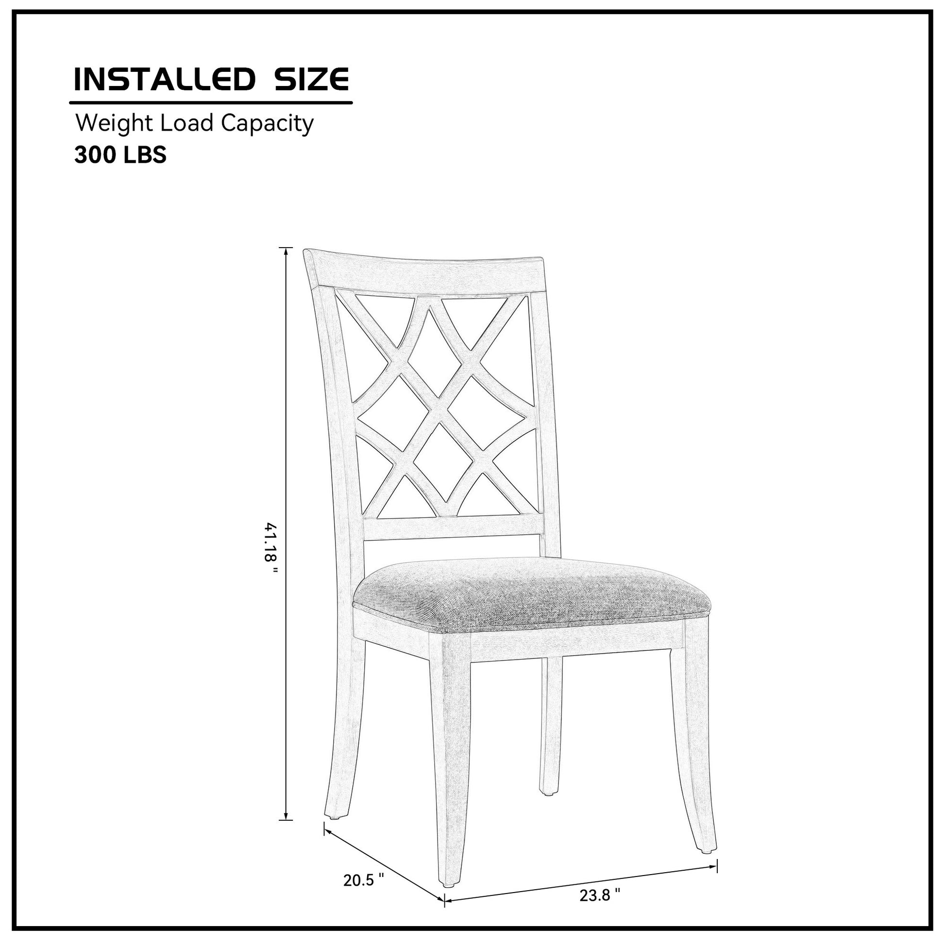 Sketch of a white dining chair with upholstered seat and geometric backrest