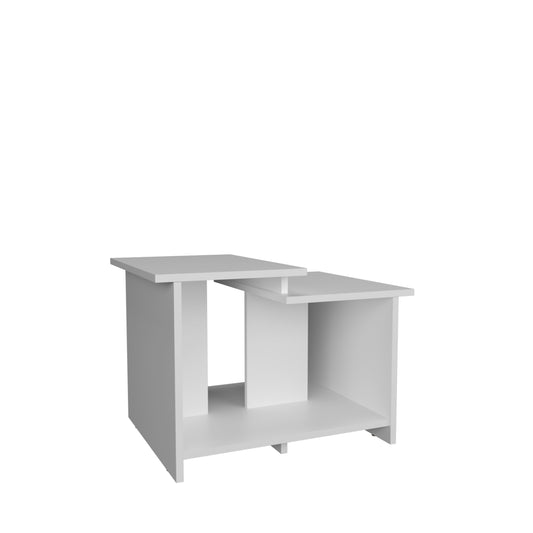 White modern side table with open shelving