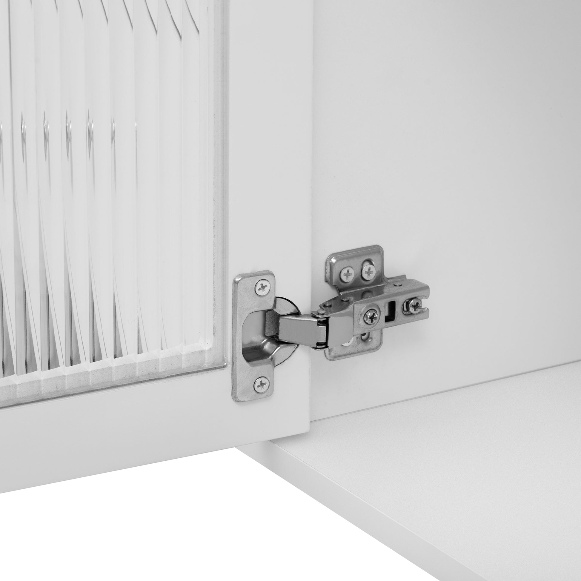 White cabinet door hinge