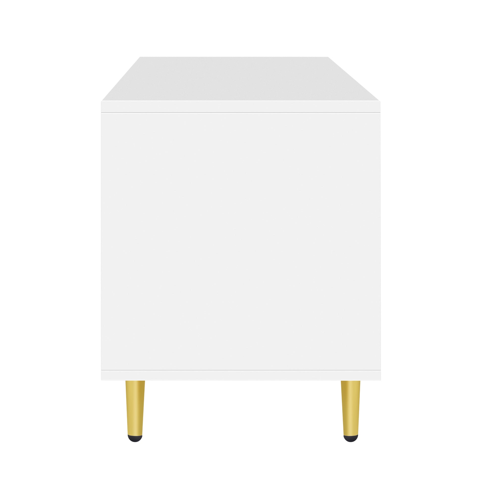 Modern white nightstand with tapered gold legs