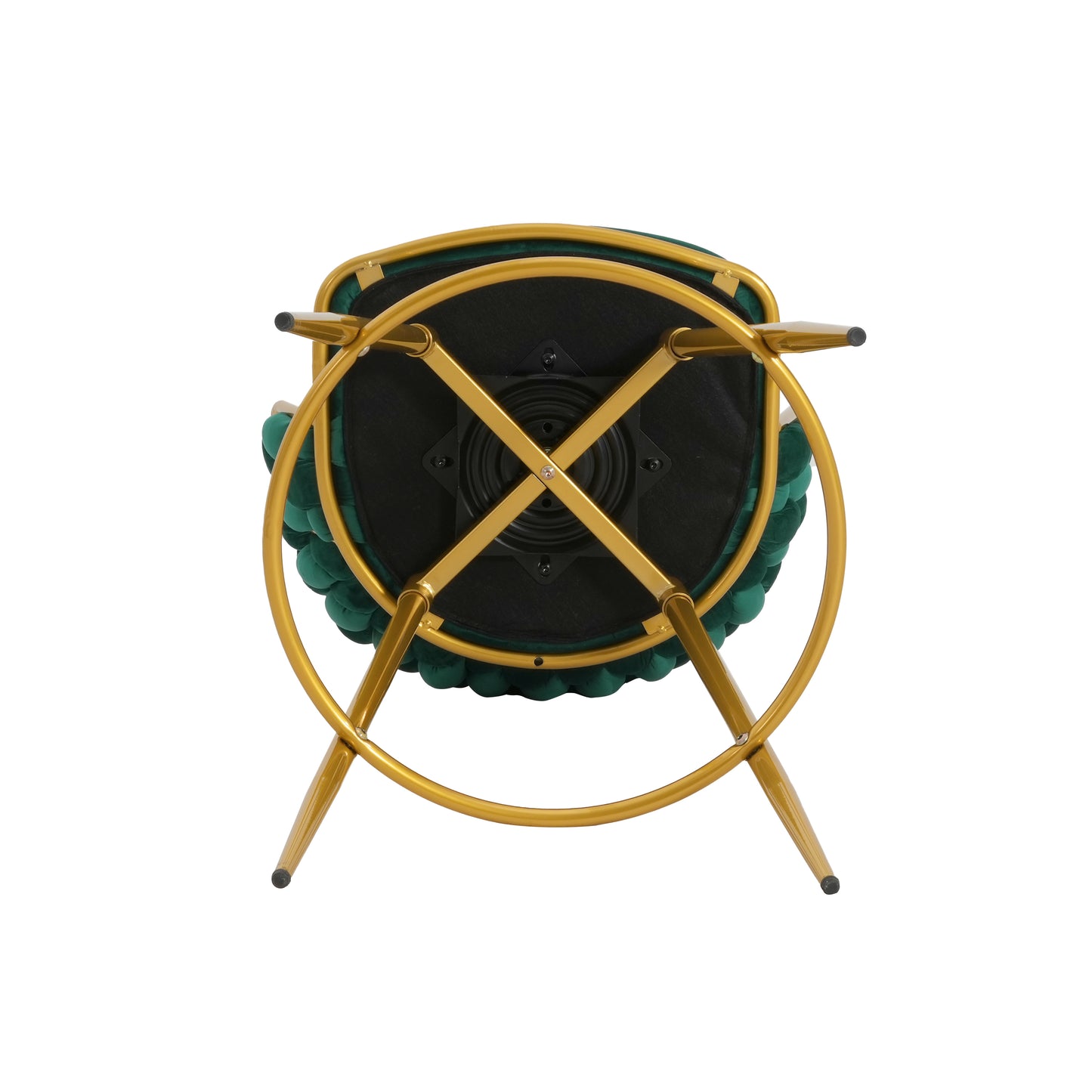 Green velvet bar stool with gold metal frame