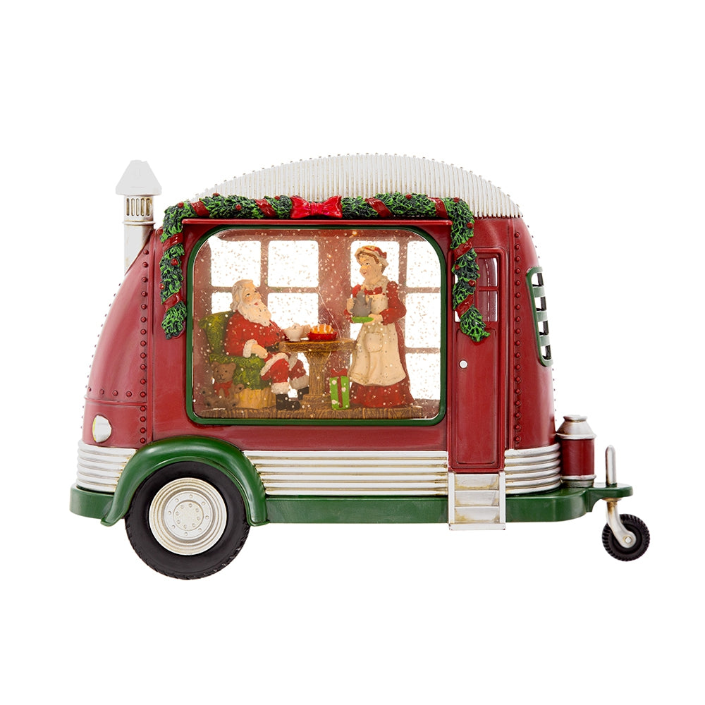 Santa Claus snow globe camper