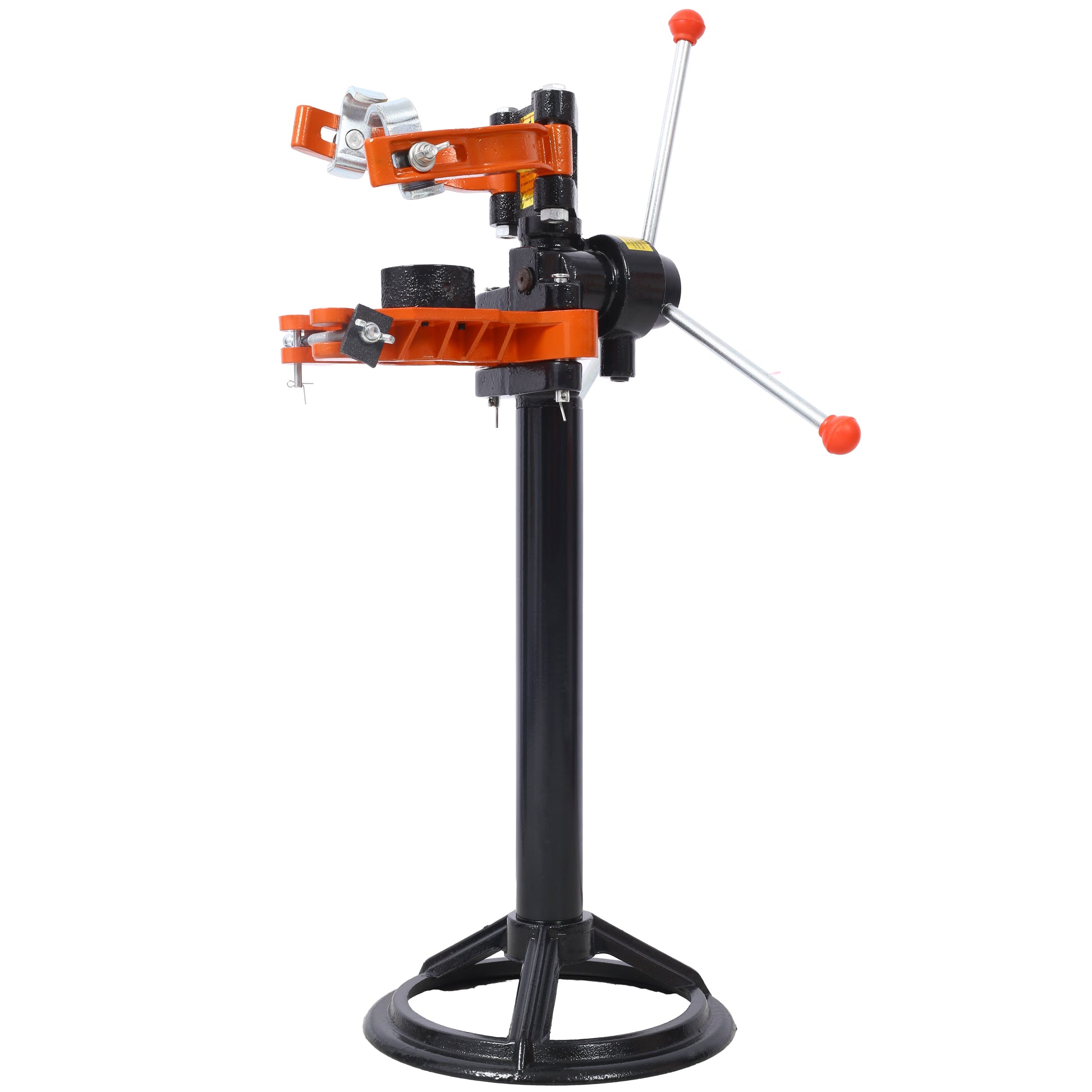 Heavyduty orange and black coil spring compressor for safe vehicle maintenance