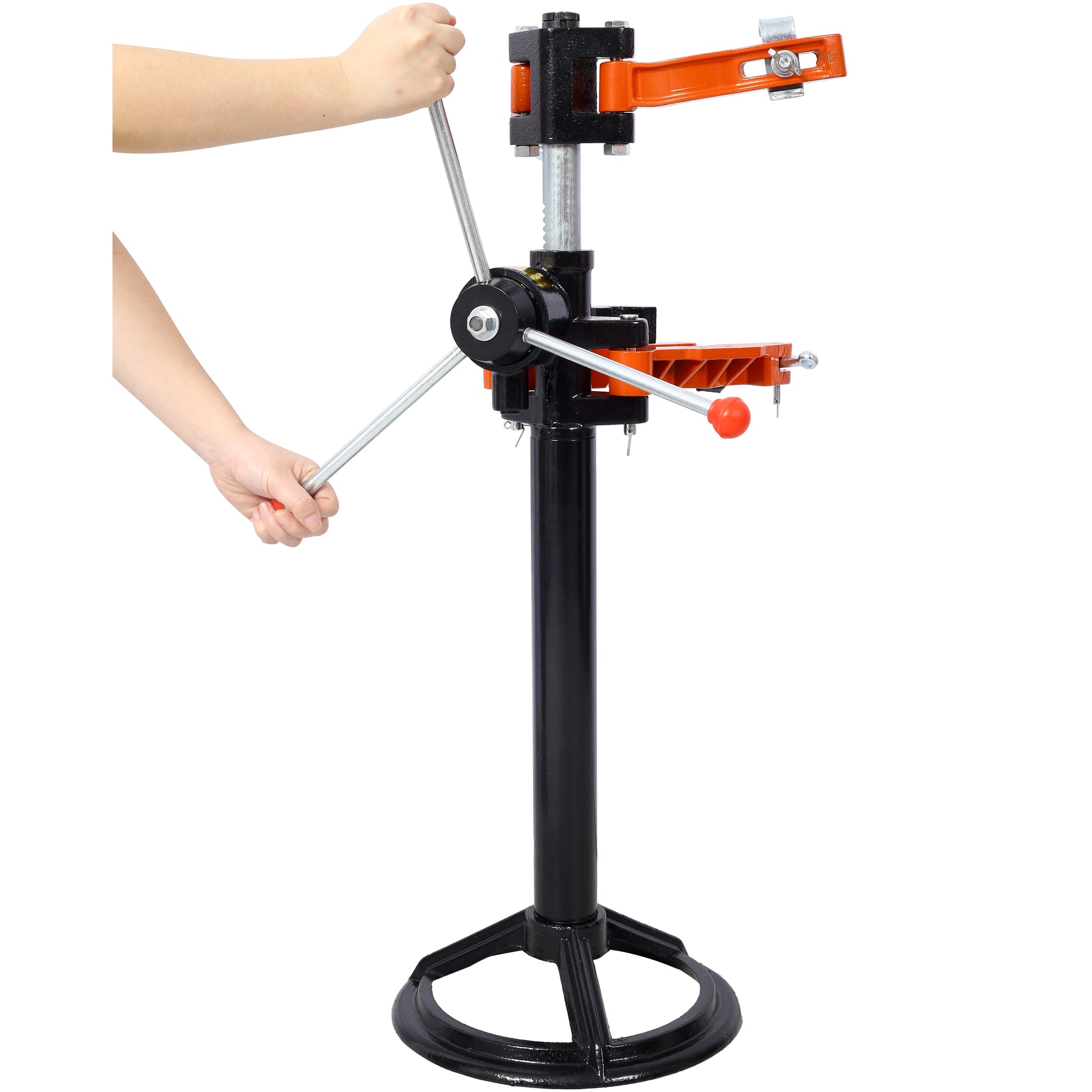 Heavy duty spring compressor tool with orange accents