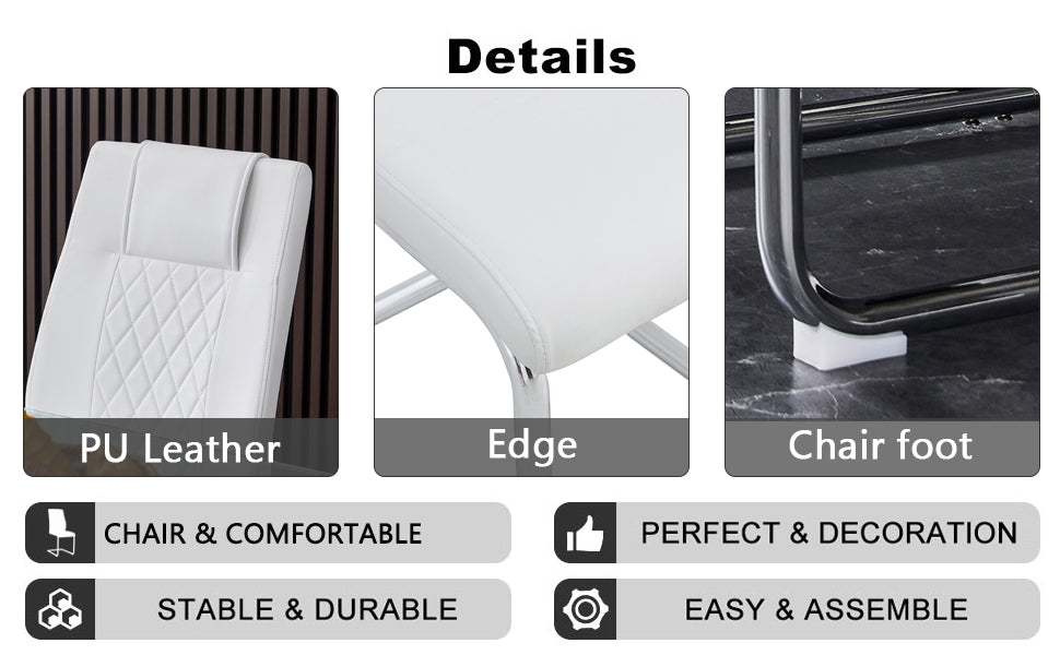 White PU leather office chair with quilted seat and headrest