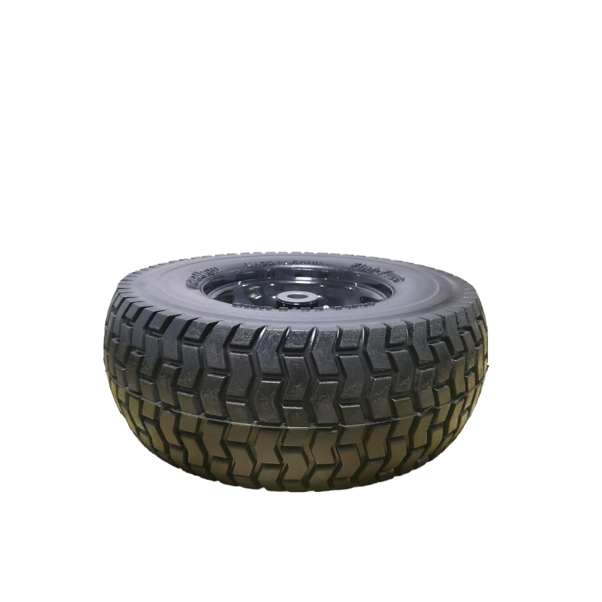 Heavyduty rubber lawn mower tire with deep tread pattern and steel rim