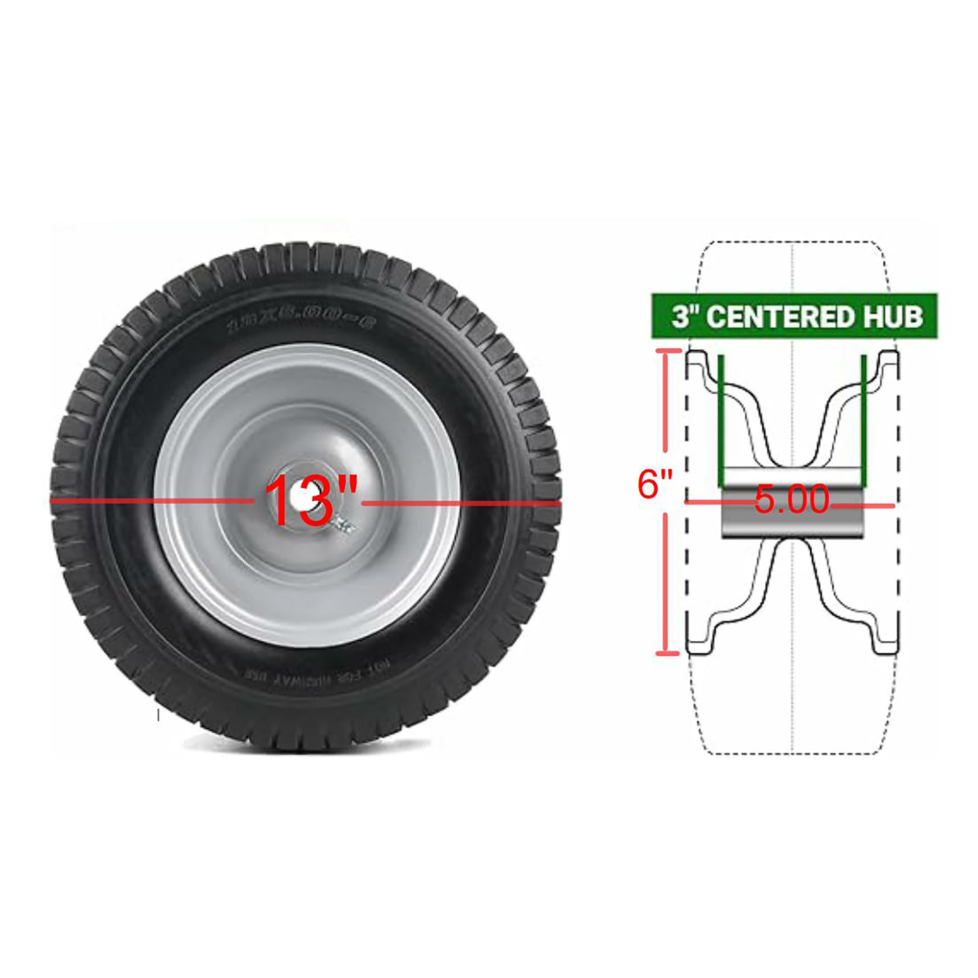 inch pneumatic tire with silver wheel and  centered hub