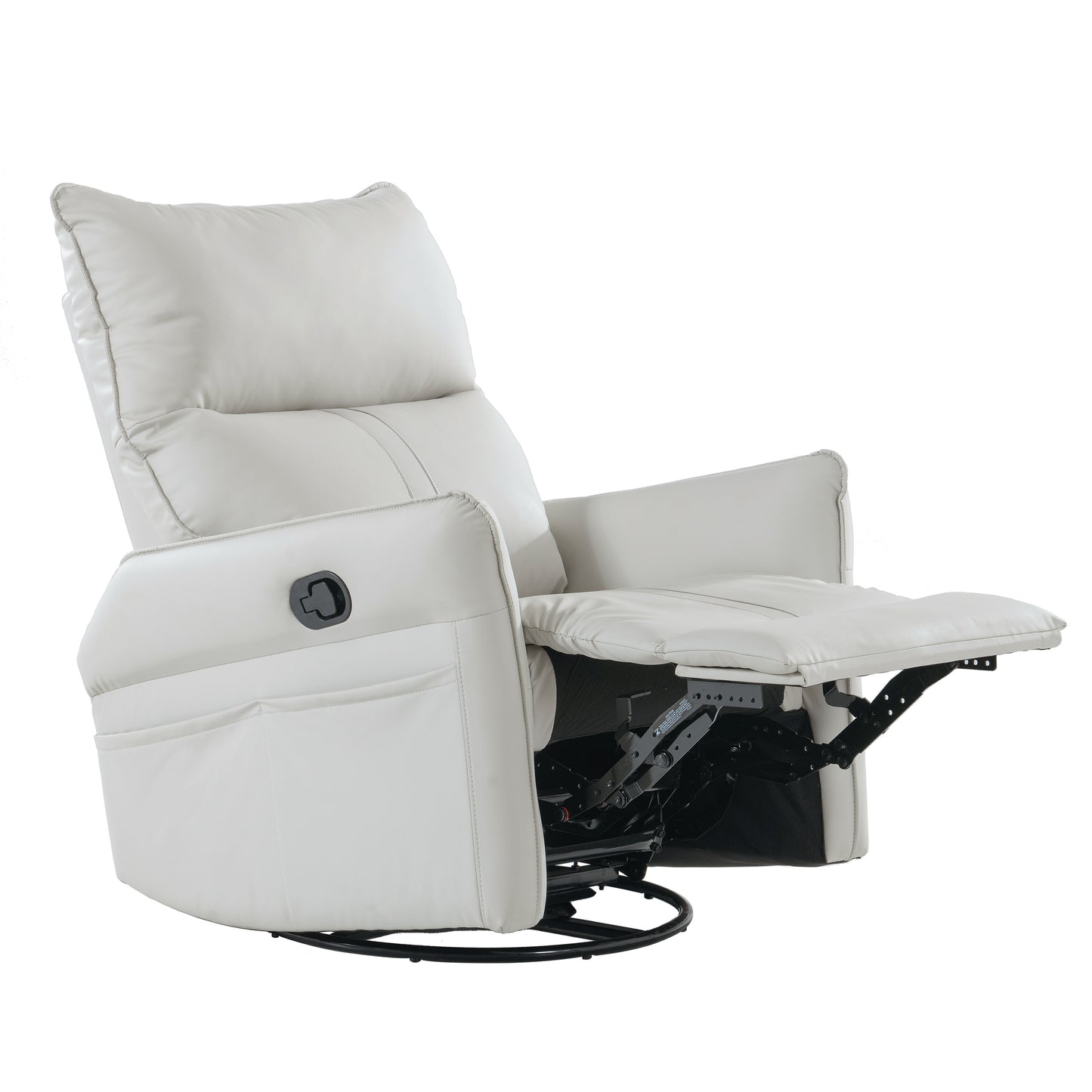 White leather recliner chair with footrest extended