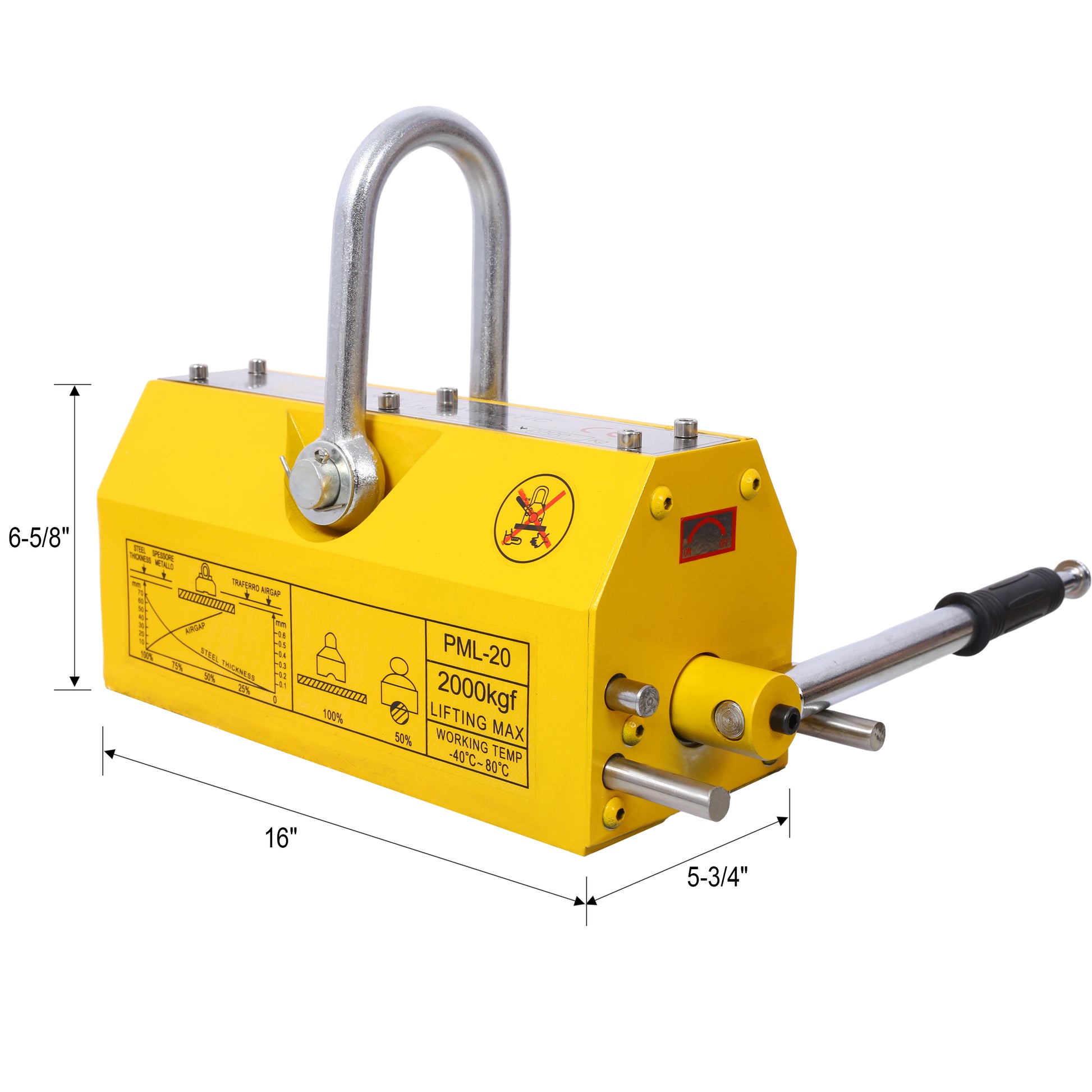 Yellow PML permanent magnet lifter with kgf capacity