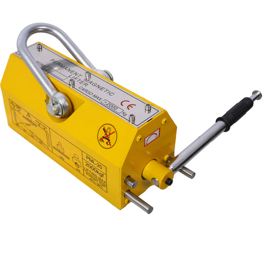 Yellow permanent magnetic lifter with kg capacity and steel handle