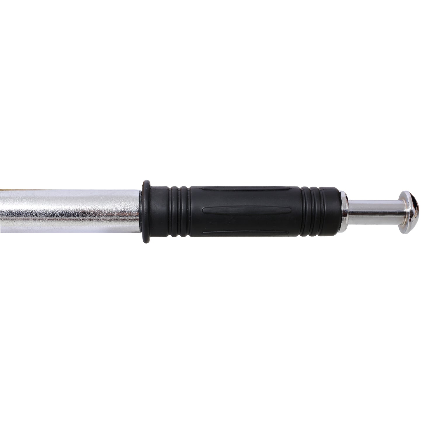 Chrome extension handle with black rubber grip and silver tip