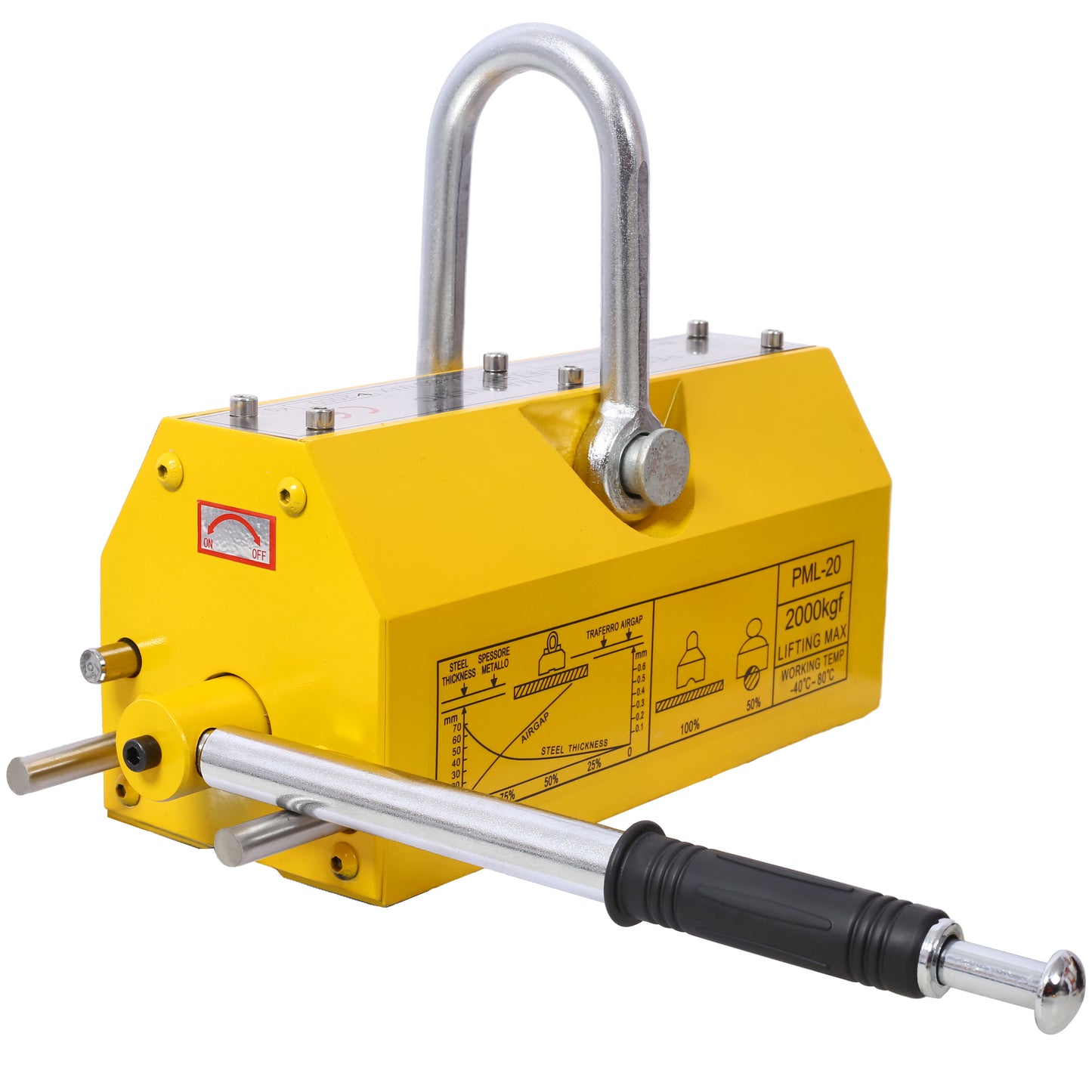Yellow manual lifting magnet with kg capacity