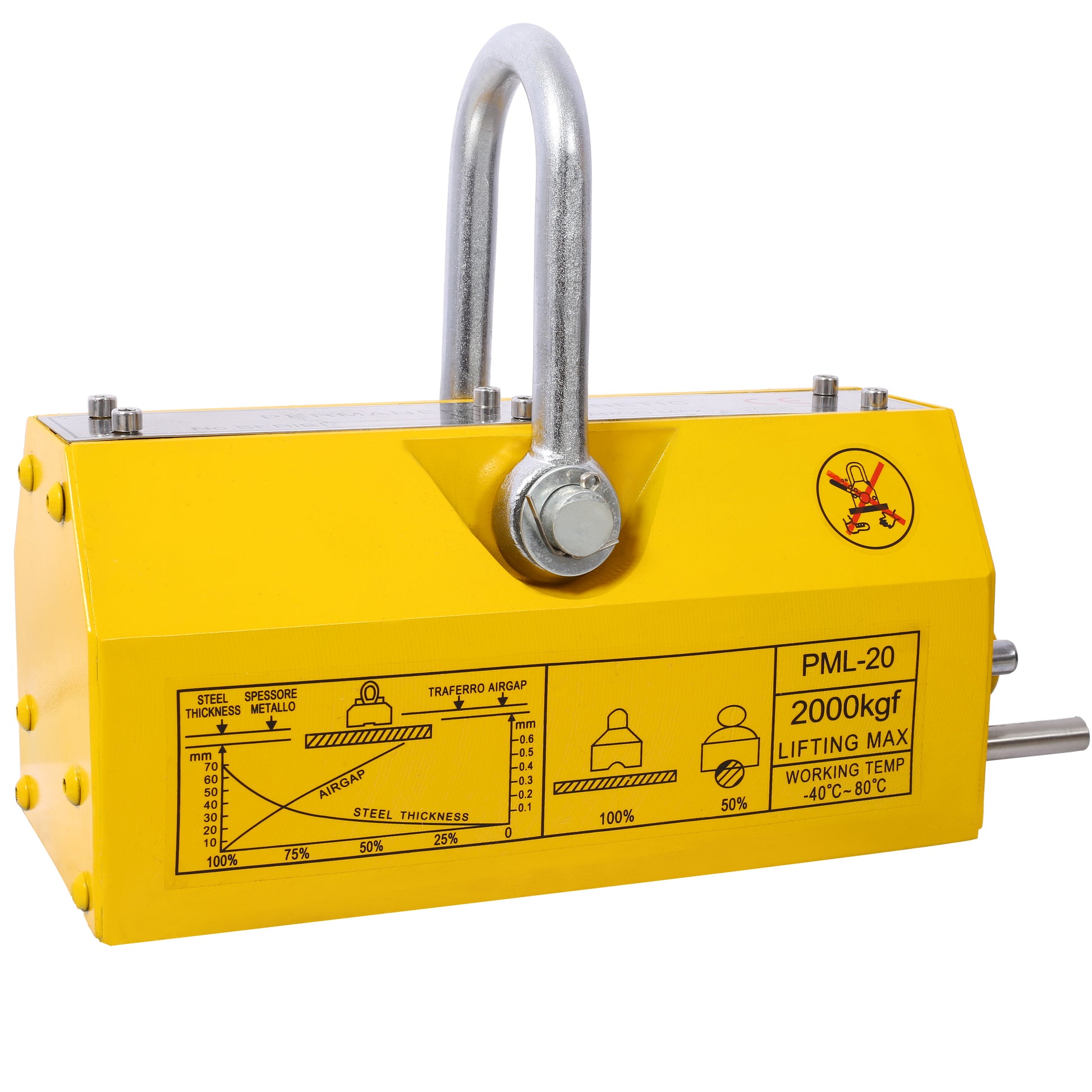 Yellow permanent magnet lifter PML with kgf lifting capacity