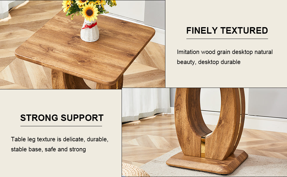Square wood grain coffee table with sunflowers