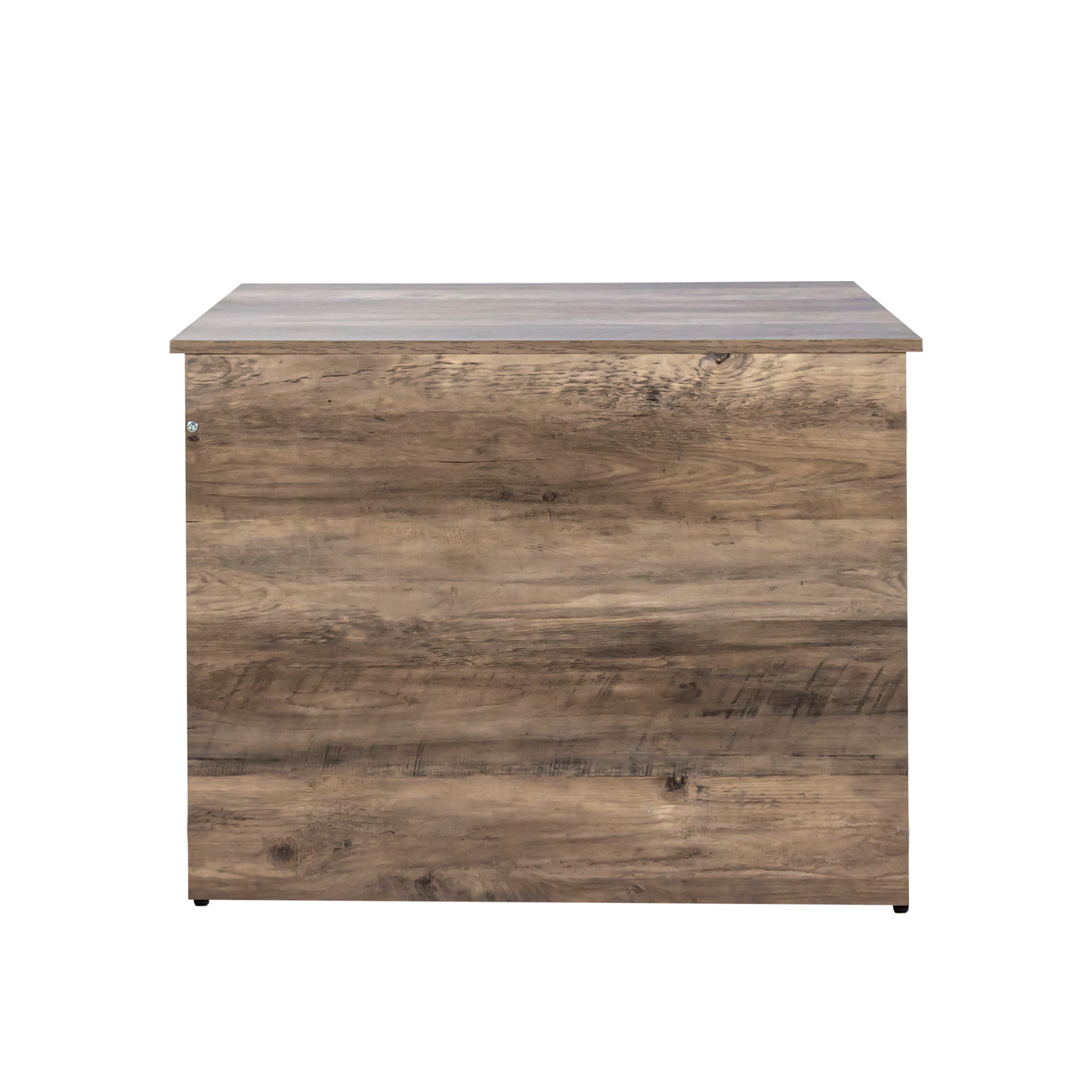 Rustic wood filing cabinet with metal accents