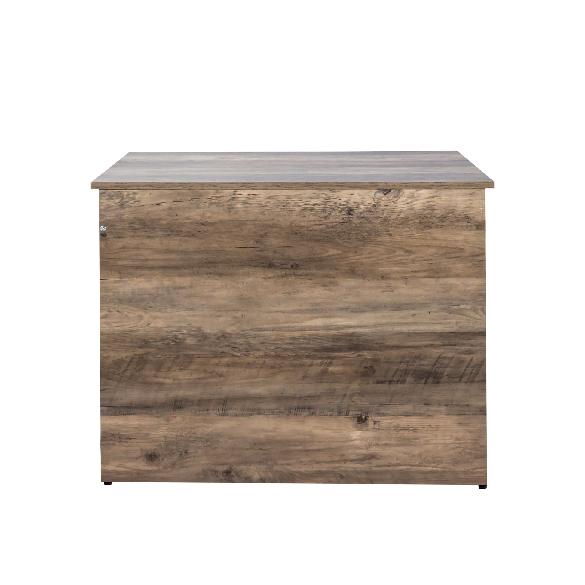 Rustic wood filing cabinet with metal accents