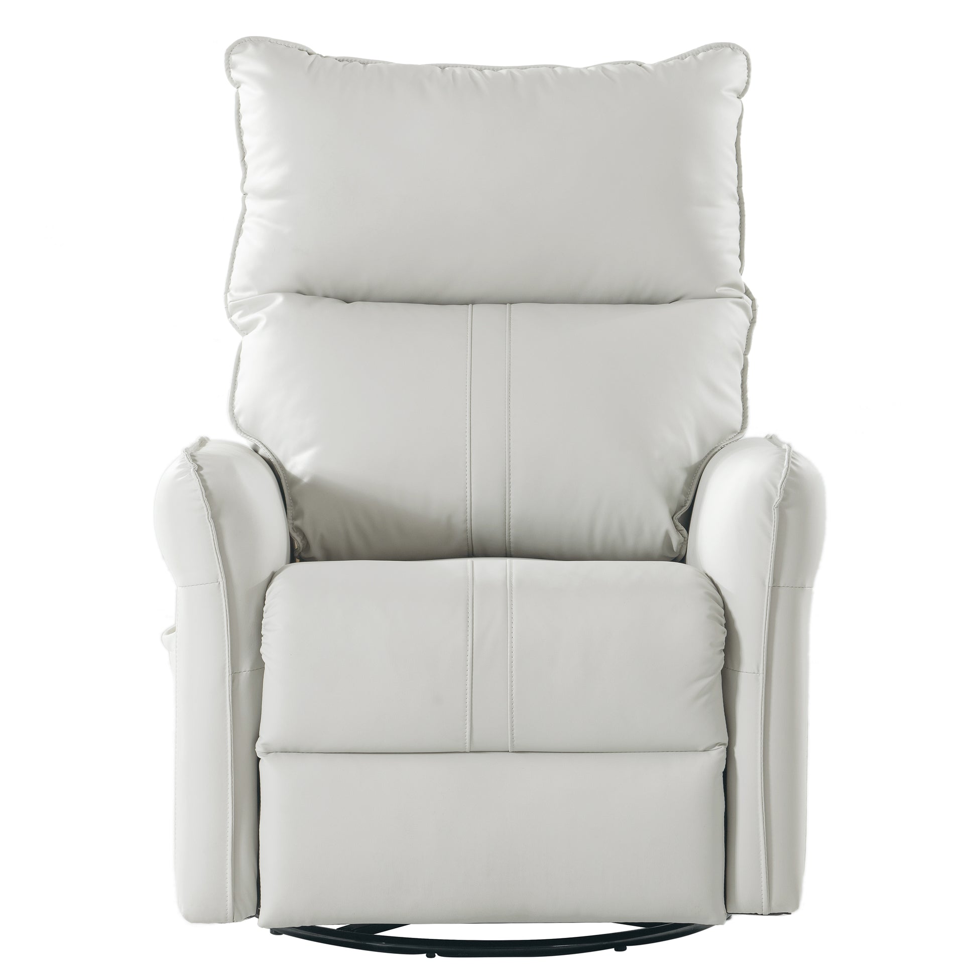 White leather recliner chair with plush cushioning and stitched detailing