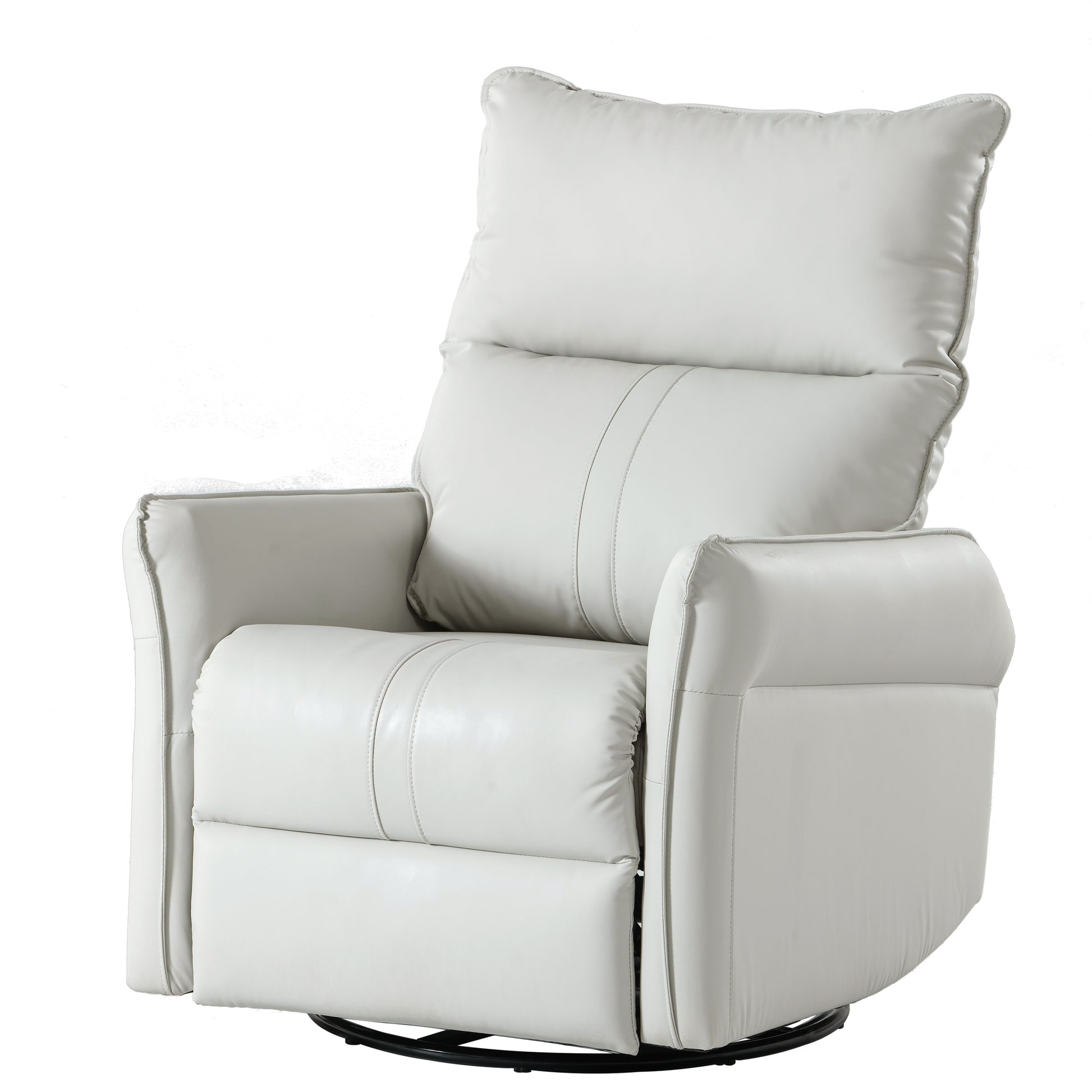 White leather recliner chair with plush cushioning and stitched details