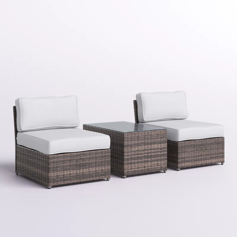 Modern sectional patio sofa with white cushions
