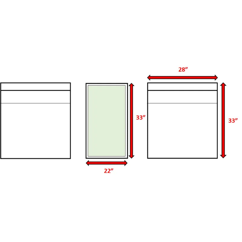 Diagram showing product dimensions  wide x  high