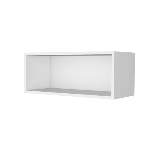 White floating shelf with open cubby design