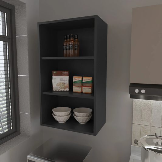 Dark gray modern wall shelf with three compartments