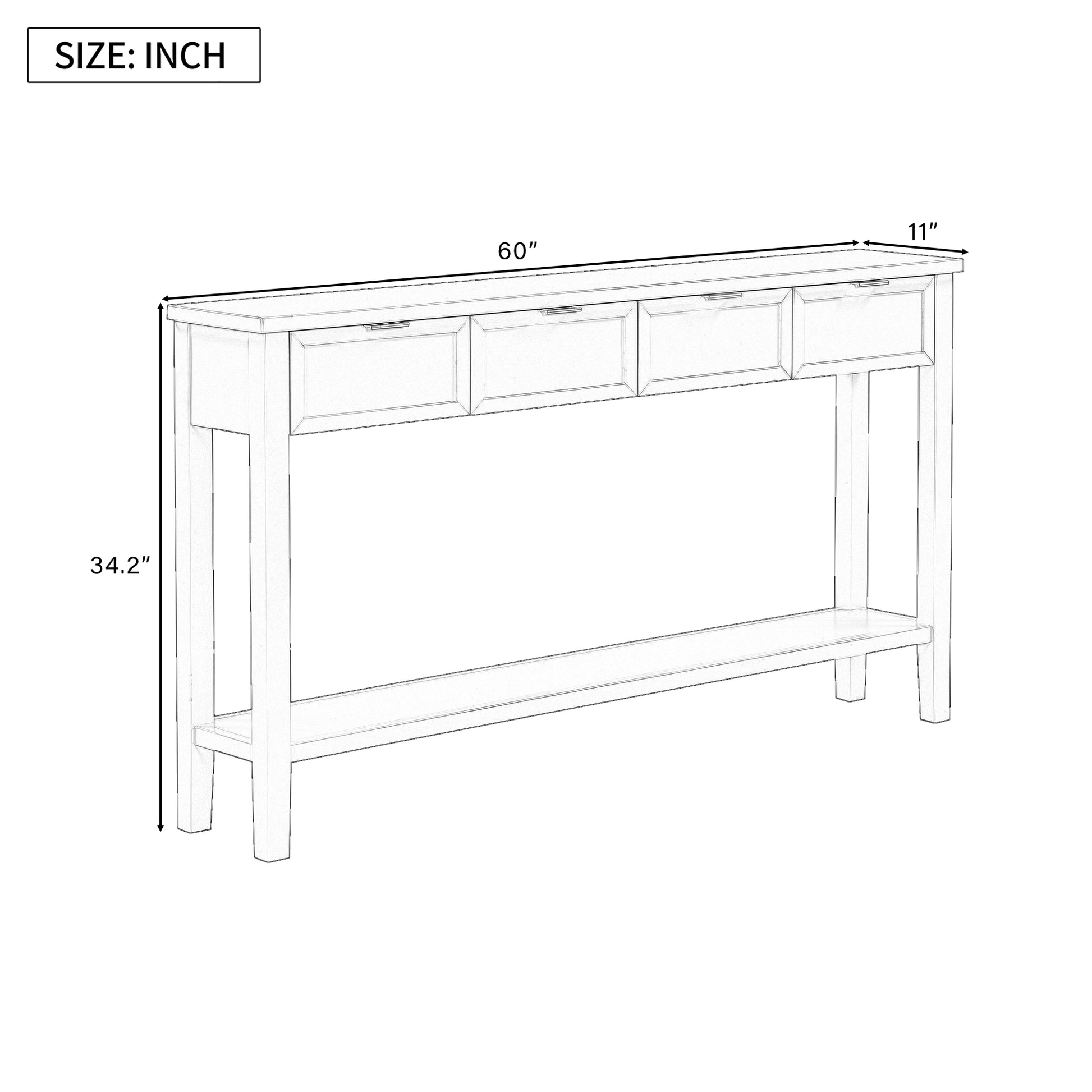 Console table with  drawers and lower shelf
