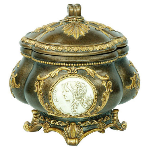 Antique bronze decorative box with cameo relief