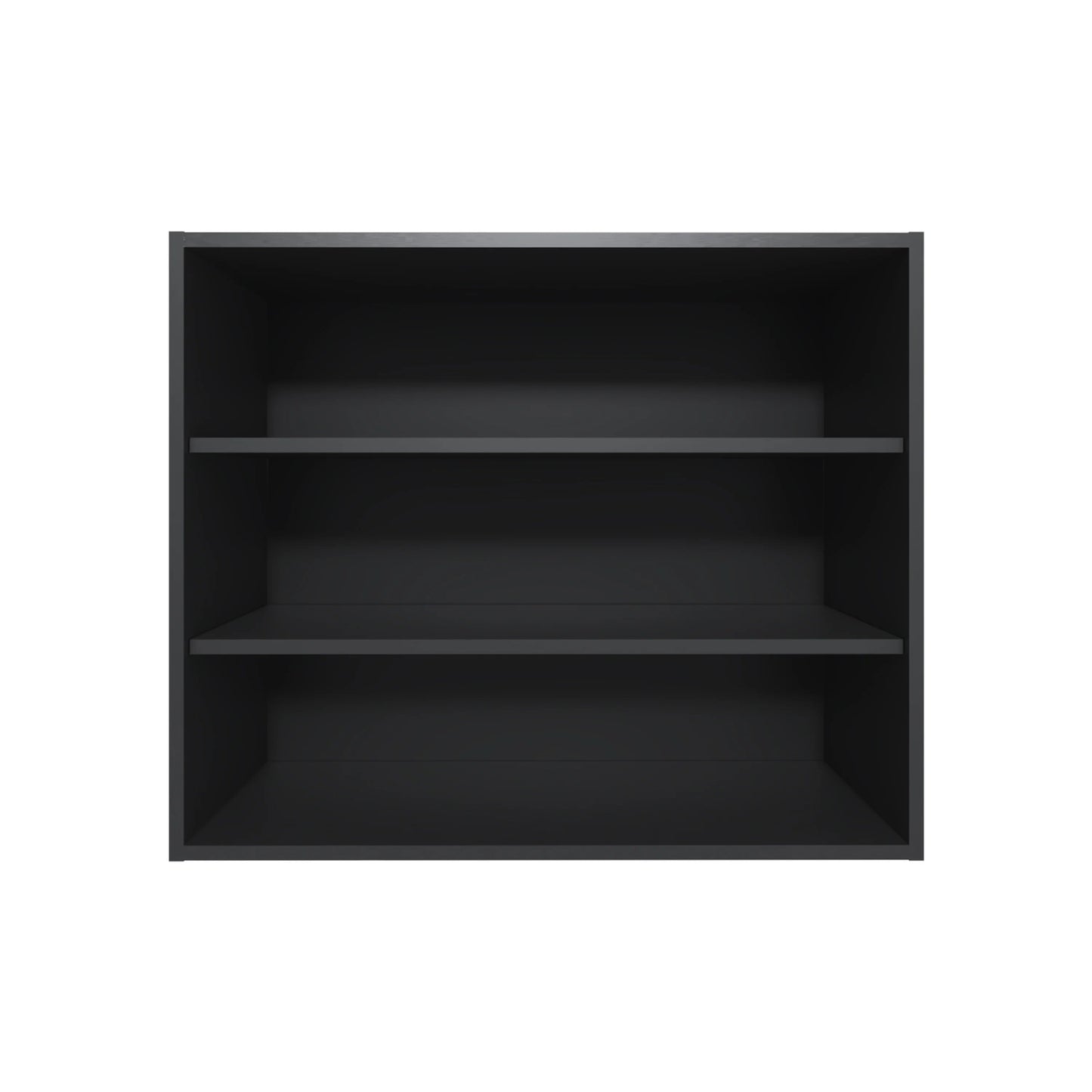 Minimalist dark gray cube bookshelf with three open shelves