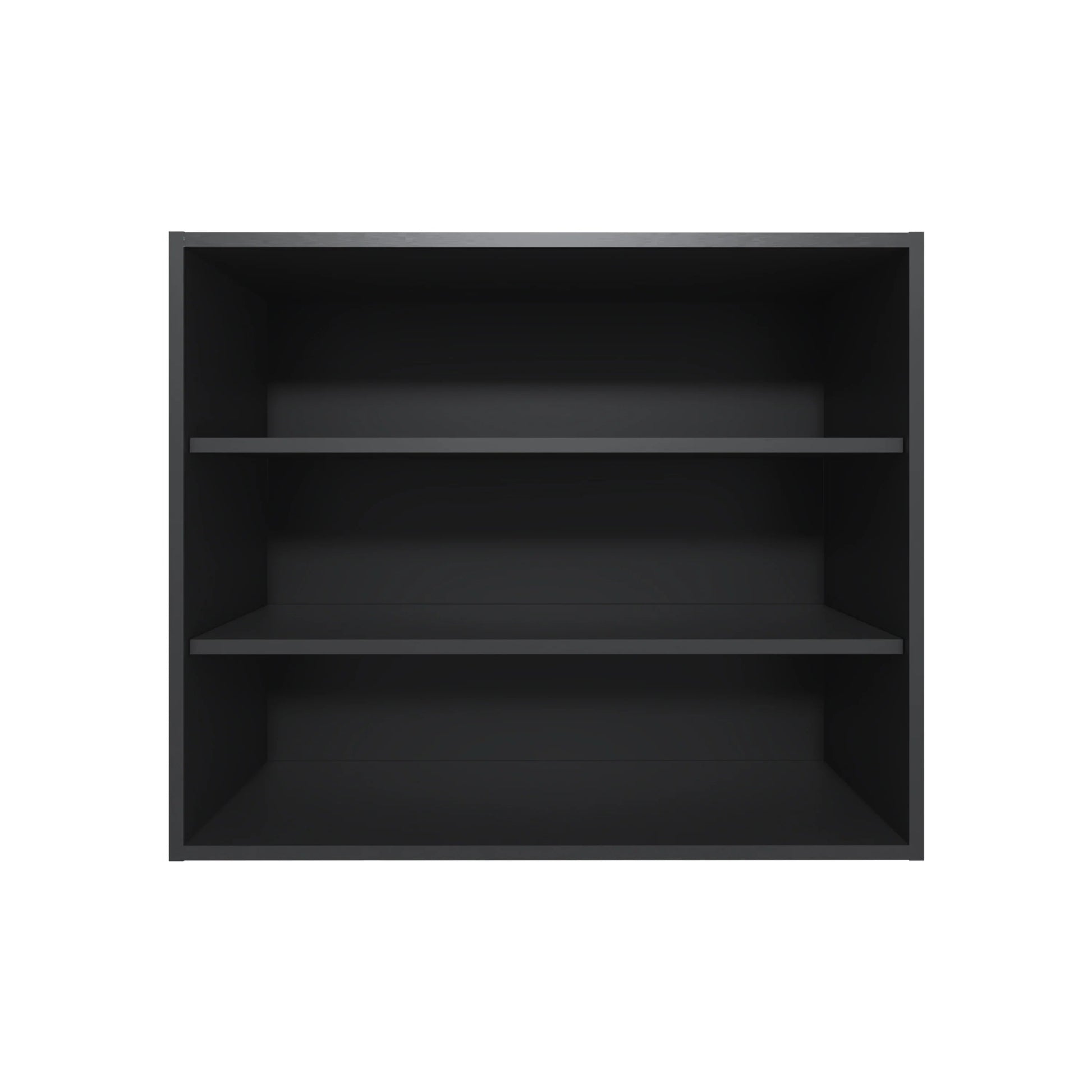 Minimalist dark gray cube bookshelf with three open shelves