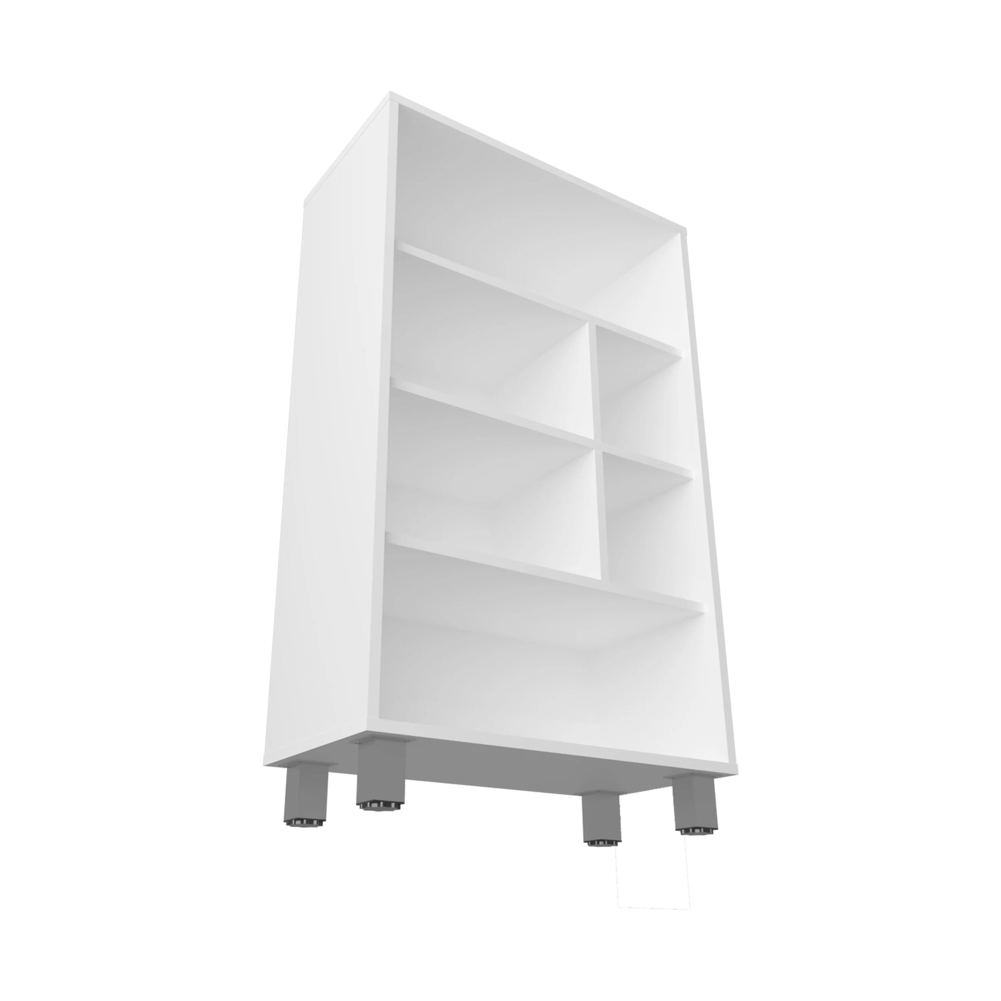 White modular cabinet with adjustable legs