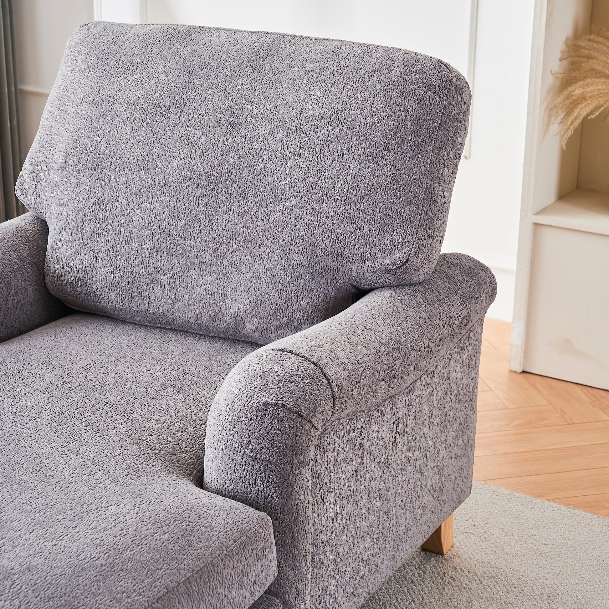 Plush grey armchair