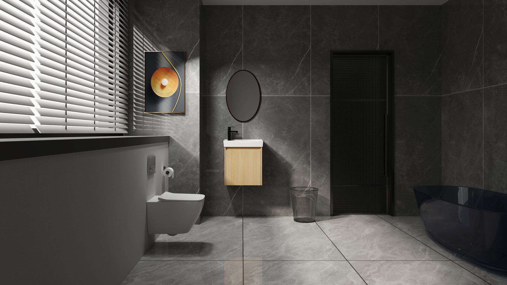 Modern wallmounted toilet with concealed cistern